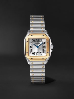 Santos de Cartier Small 34.5mm Interchangeable Stainless Steel, 18-Karat Gold and Leather Watch, Ref. No. W2SA0033