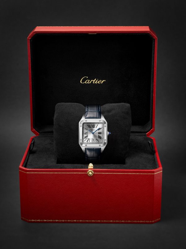 Santos-Dumont Small 38mm Stainless Steel and Alligator Watch, Ref. No. WSSA0086 - E3