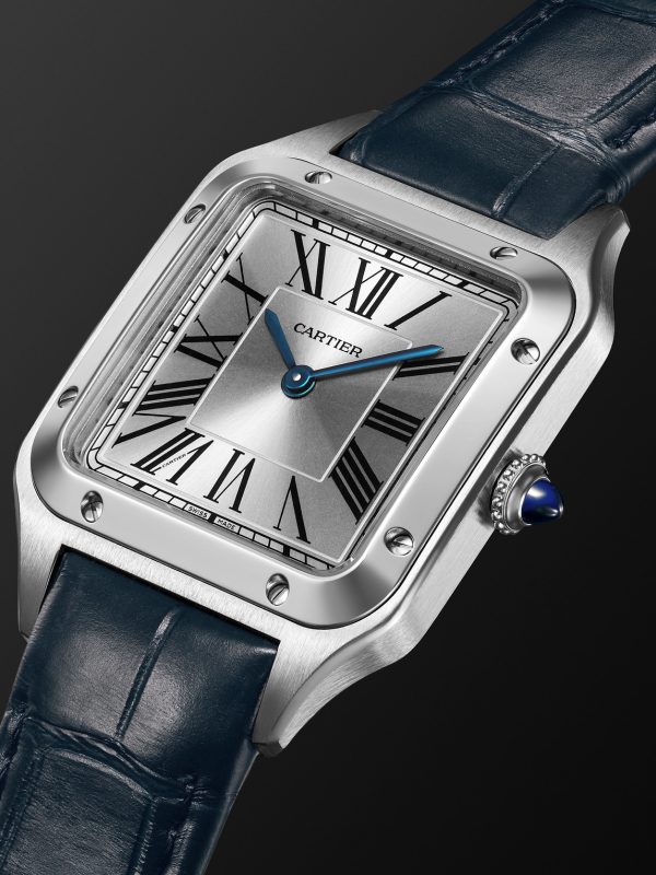 Santos-Dumont Small 38mm Stainless Steel and Alligator Watch, Ref. No. WSSA0086 - FR