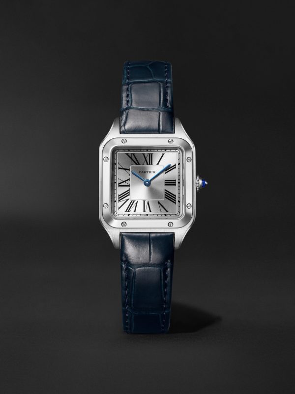 Santos-Dumont Small 38mm Stainless Steel and Alligator Watch, Ref. No. WSSA0086