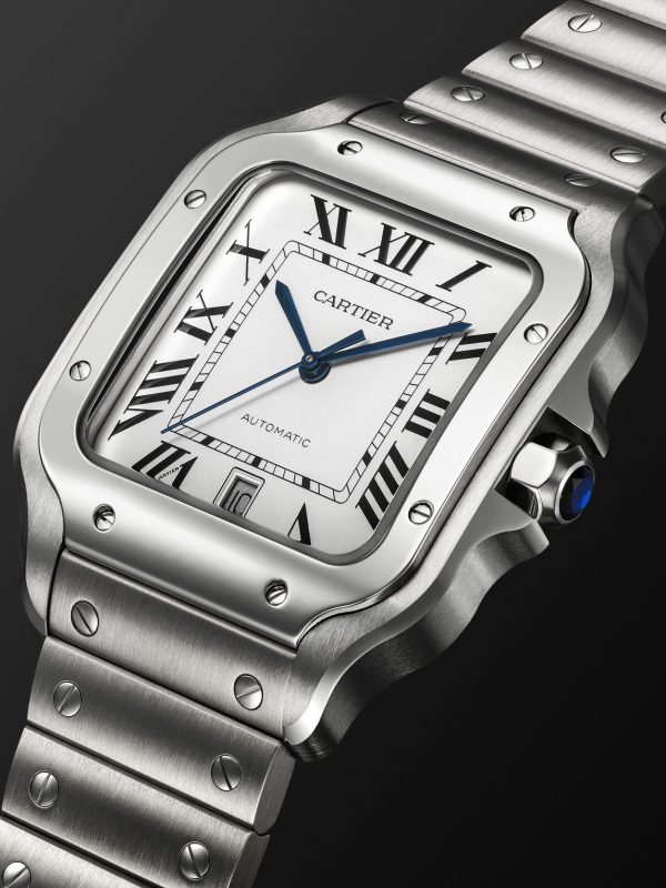 Santos Large Automatic 39.8mm Interchangeable Stainless Steel and Leather Watch, Ref. No. WSSA0018 - FR Santos Large Automatic 39.8mm Interchangeable Stainless Steel and Leather Watch, Ref. No. WSSA0018 - FR