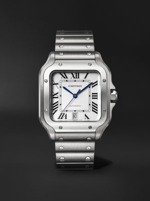 Santos Large Automatic 39.8mm Interchangeable Stainless Steel and Leather Watch, Ref. No. WSSA0018