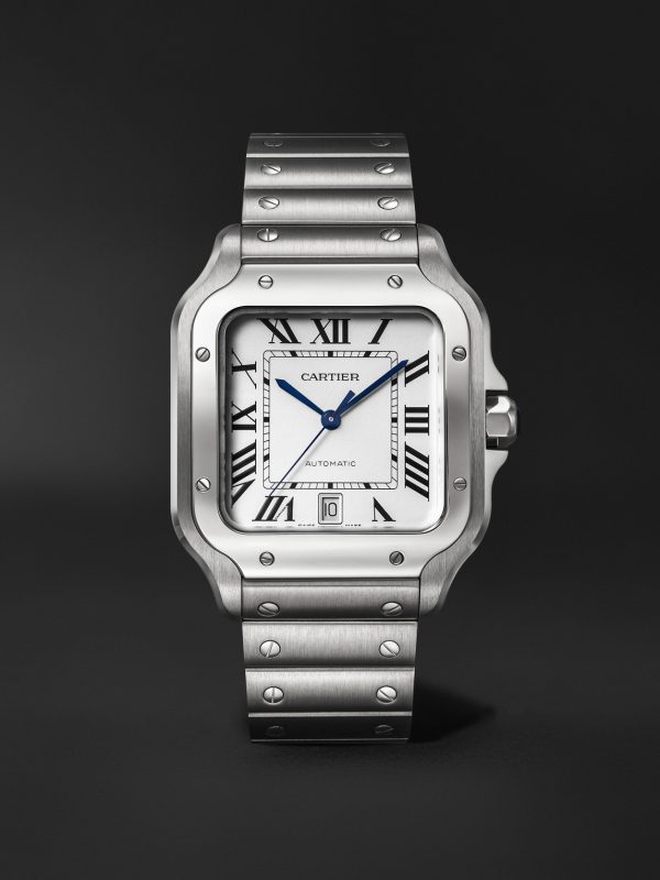 Santos Large Automatic 39.8mm Interchangeable Stainless Steel and Leather Watch, Ref. No. WSSA0018 Santos Large Automatic 39.8mm Interchangeable Stainless Steel and Leather Watch, Ref. No. WSSA0018