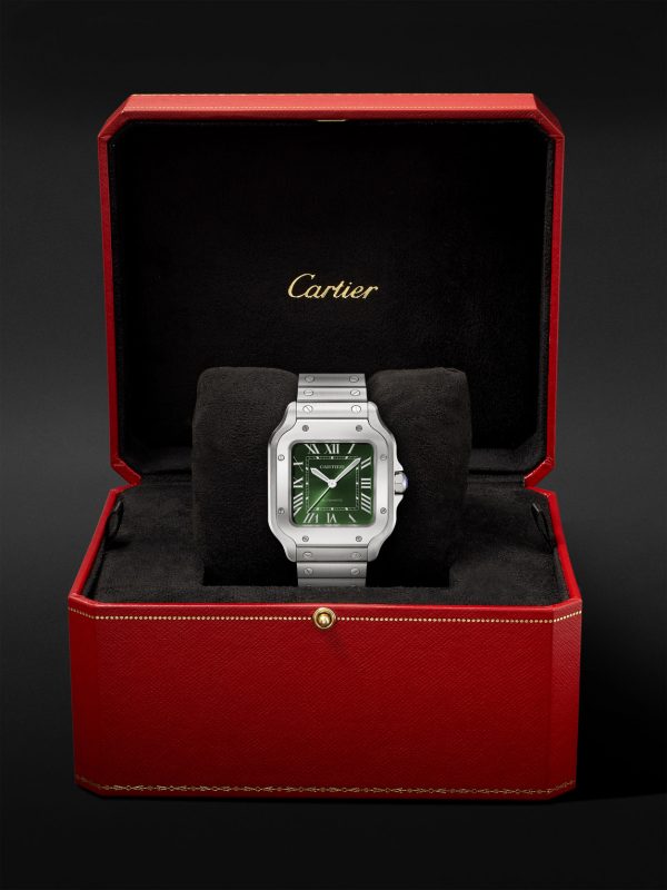 Santos Automatic Medium 41.9mm Interchangeable Stainless Steel and Alligator Watch, Ref. No. WSSA0061 - E3