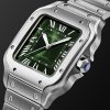 Santos Automatic Medium 41.9mm Interchangeable Stainless Steel and Alligator Watch, Ref. No. WSSA0061 - FR