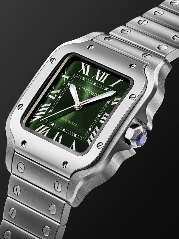 Santos Automatic Medium 41.9mm Interchangeable Stainless Steel and Alligator Watch, Ref. No. WSSA0061 - FR