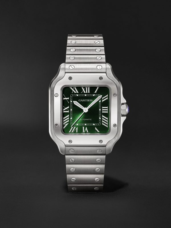 Santos Automatic Medium 41.9mm Interchangeable Stainless Steel and Alligator Watch, Ref. No. WSSA0061