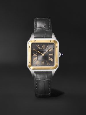 Santos-Dumont Large 43.5mm 18-Karat Gold, Stainless Steel and Alligator Watch, Ref. No. W2SA0036