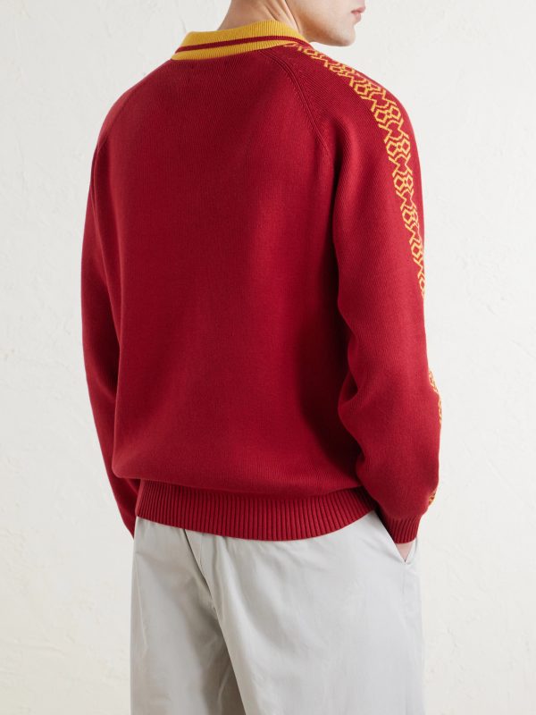 Ribbed Cotton Polo Sweater - BK Ribbed Cotton Polo Sweater - BK