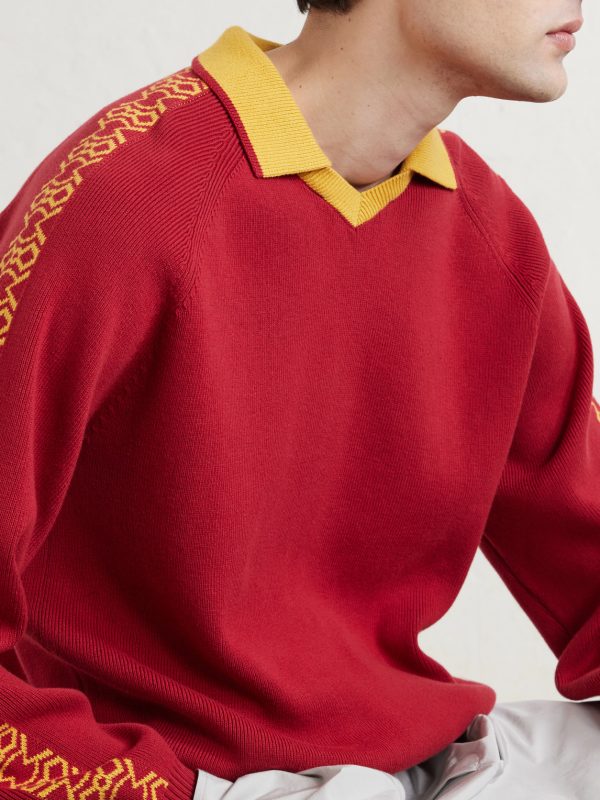 Ribbed Cotton Polo Sweater - CU Ribbed Cotton Polo Sweater - CU