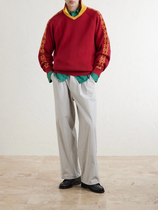 Ribbed Cotton Polo Sweater - OU Ribbed Cotton Polo Sweater - OU