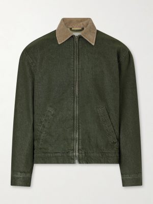 Corduroy-Trimmed Denim Jacket