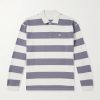 Striped Cotton-Jersey Polo Sweater Striped Cotton-Jersey Polo Sweater