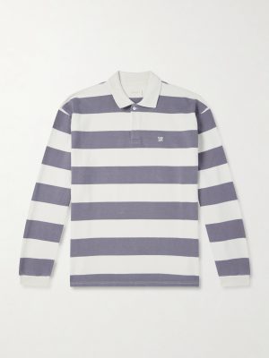 Striped Cotton-Jersey Polo Sweater Striped Cotton-Jersey Polo Sweater