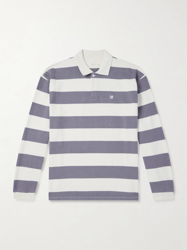 Striped Cotton-Jersey Polo Sweater Striped Cotton-Jersey Polo Sweater