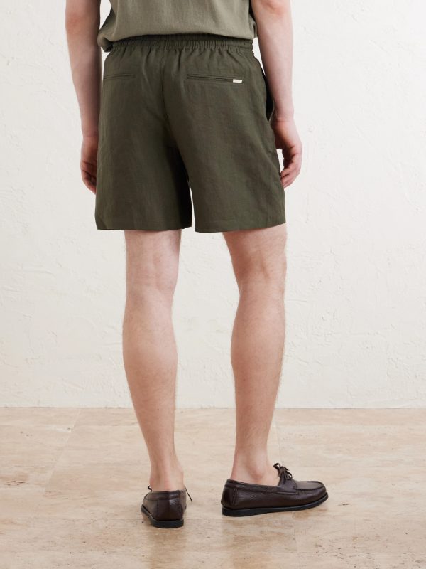 Straight-Leg Linen Drawstring Shorts - BK Straight-Leg Linen Drawstring Shorts - BK