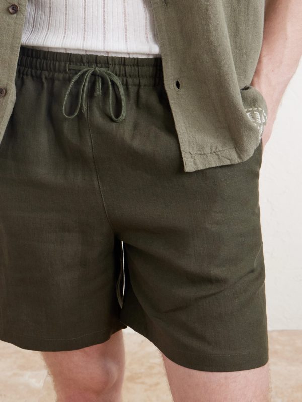 Straight-Leg Linen Drawstring Shorts - CU Straight-Leg Linen Drawstring Shorts - CU