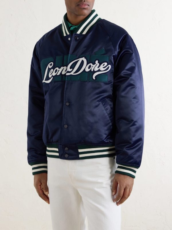 Logo-Embroidered Satin Varsity Jacket - FR Logo-Embroidered Satin Varsity Jacket - FR