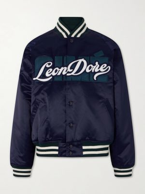 Logo-Embroidered Satin Varsity Jacket Logo-Embroidered Satin Varsity Jacket