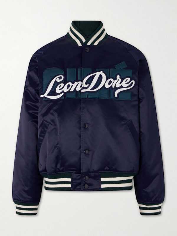 Logo-Embroidered Satin Varsity Jacket Logo-Embroidered Satin Varsity Jacket