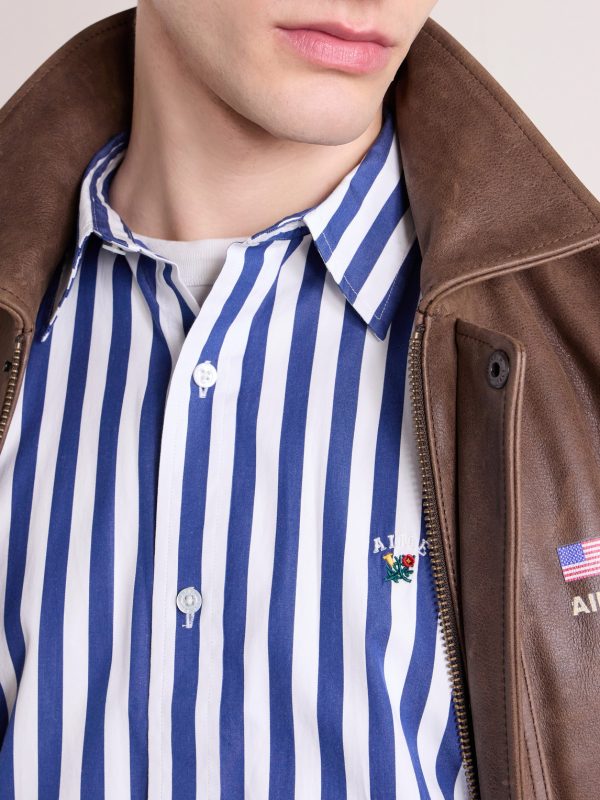 Oversized Logo-Embroidered Striped Cotton Shirt - CU Oversized Logo-Embroidered Striped Cotton Shirt - CU