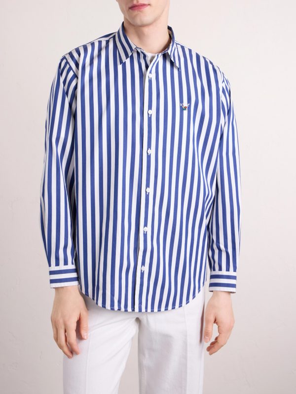Oversized Logo-Embroidered Striped Cotton Shirt - FR Oversized Logo-Embroidered Striped Cotton Shirt - FR