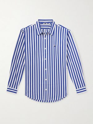 Oversized Logo-Embroidered Striped Cotton Shirt