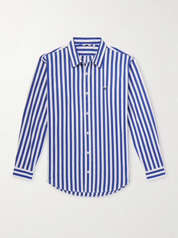 Oversized Logo-Embroidered Striped Cotton Shirt Oversized Logo-Embroidered Striped Cotton Shirt