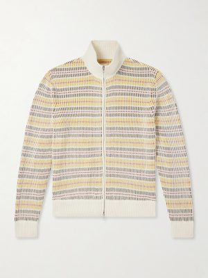 Cable-Knit Cotton Zip-Up Sweater