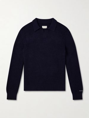 Ribbed Cotton-Blend Bouclé Polo Shirt
