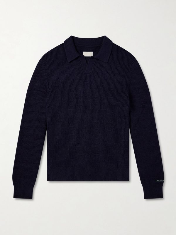 Ribbed Cotton-Blend Bouclé Polo Shirt