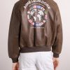 World's Borough Logo-Print Leather Jacket - BK World's Borough Logo-Print Leather Jacket - BK