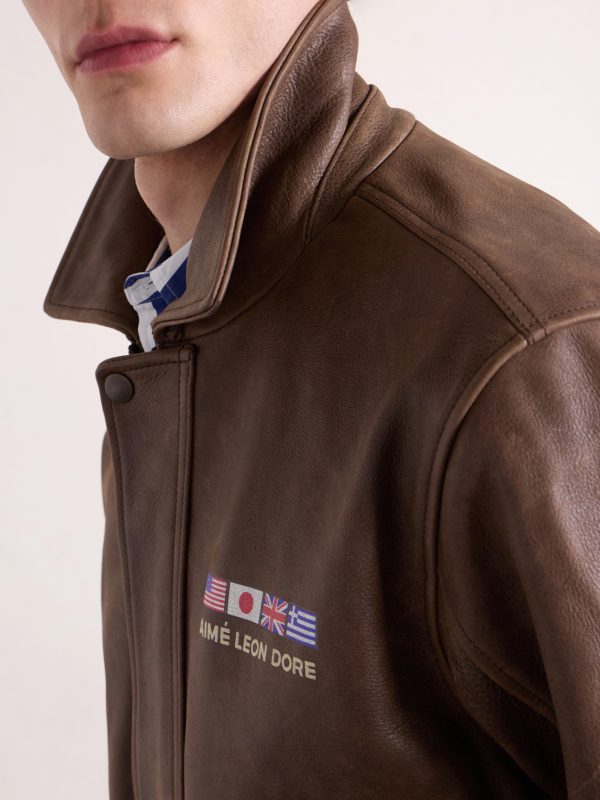 World's Borough Logo-Print Leather Jacket - CU World's Borough Logo-Print Leather Jacket - CU