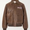 World's Borough Logo-Print Leather Jacket World's Borough Logo-Print Leather Jacket