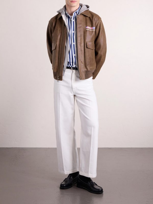 World's Borough Logo-Print Leather Jacket - OU World's Borough Logo-Print Leather Jacket - OU