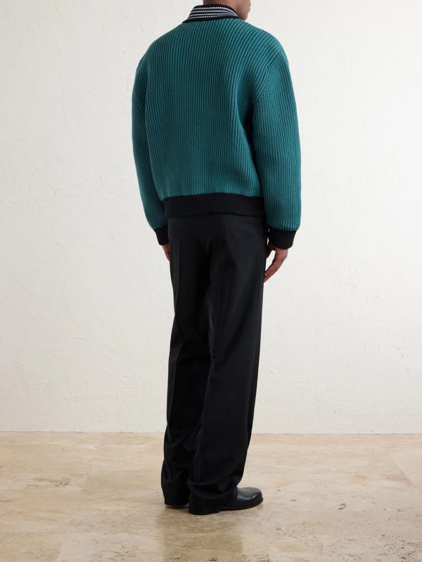 Reversible Knitted Cotton-Blend Bomber Jacket - BK Reversible Knitted Cotton-Blend Bomber Jacket - BK