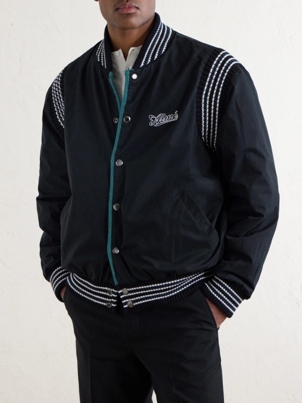 Reversible Knitted Cotton-Blend Bomber Jacket - E1 Reversible Knitted Cotton-Blend Bomber Jacket - E1