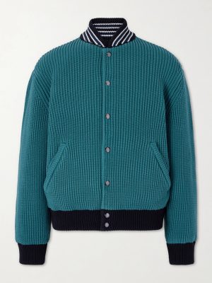 Reversible Knitted Cotton-Blend Bomber Jacket