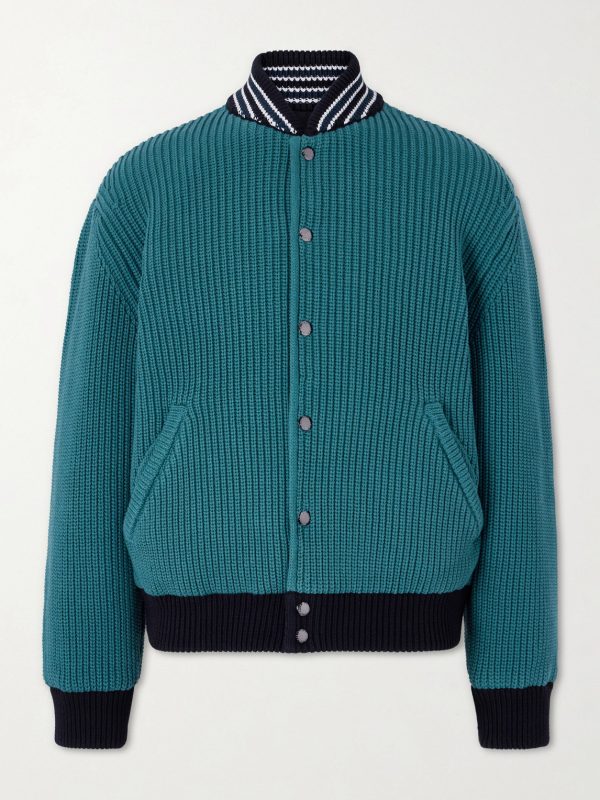 Reversible Knitted Cotton-Blend Bomber Jacket Reversible Knitted Cotton-Blend Bomber Jacket