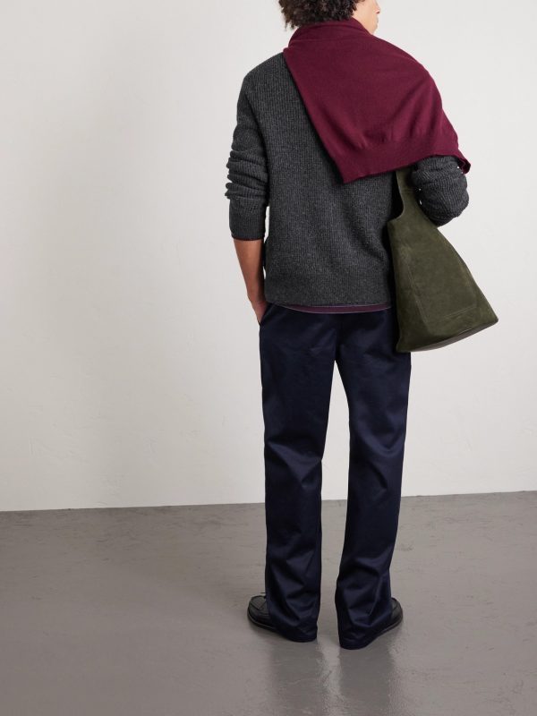 Logo-Embroidered Waffle-Knit Wool and Cotton-Blend Polo Shirt - BK