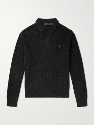 Logo-Embroidered Waffle-Knit Wool and Cotton-Blend Polo Shirt Logo-Embroidered Waffle-Knit Wool and Cotton-Blend Polo Shirt
