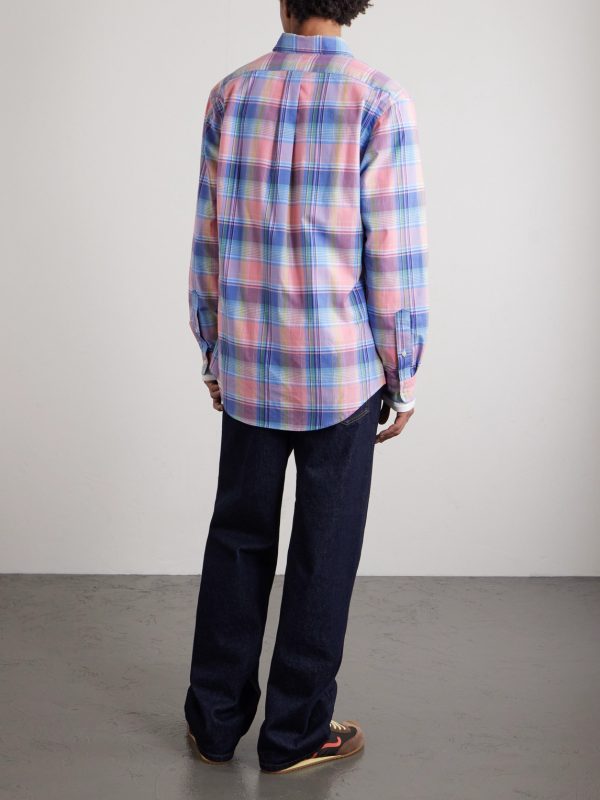 Button-Down Collar Logo-Embroidered Checked Cotton Shirt - BK Button-Down Collar Logo-Embroidered Checked Cotton Shirt - BK