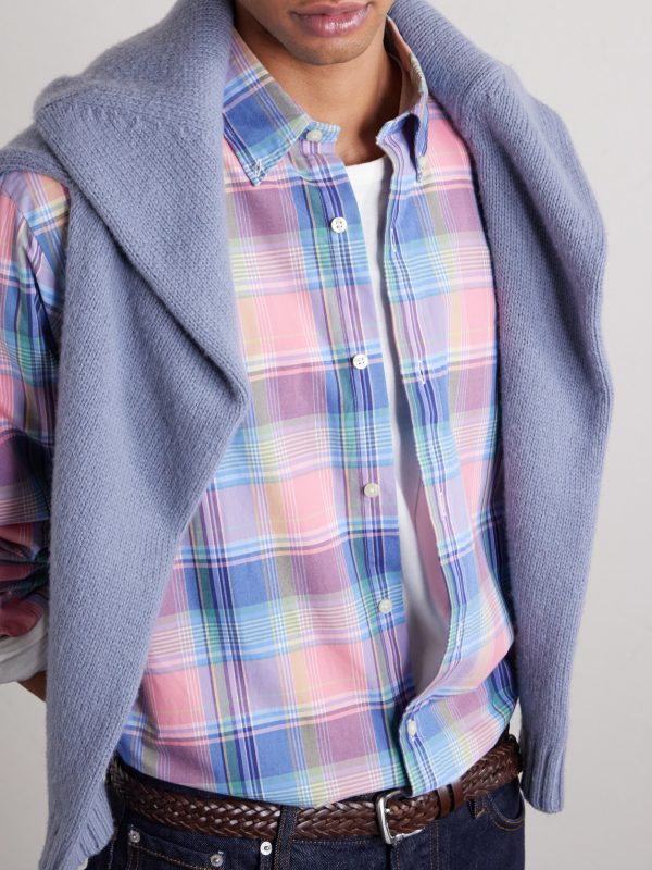 Button-Down Collar Logo-Embroidered Checked Cotton Shirt - CU Button-Down Collar Logo-Embroidered Checked Cotton Shirt - CU