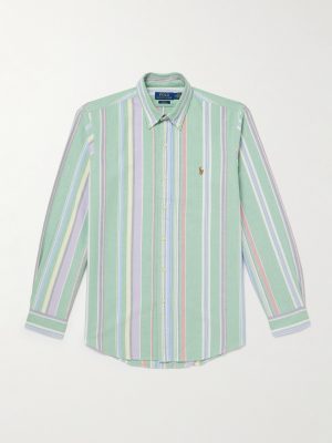 Button-Down Collar Striped Cotton Oxford Shirt