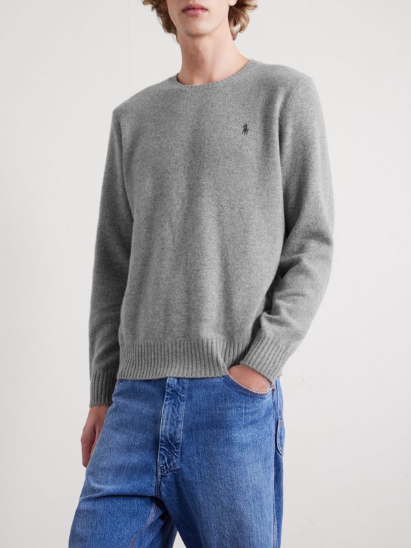 Logo-Embroidered Wool and Cashmere-Blend Sweater - FR Logo-Embroidered Wool and Cashmere-Blend Sweater - FR