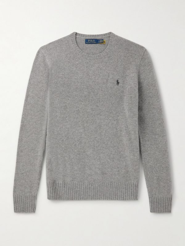 Logo-Embroidered Wool and Cashmere-Blend Sweater Logo-Embroidered Wool and Cashmere-Blend Sweater