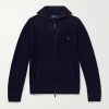 Logo-Embroidered Ribbed-Knit Wool and Cotton-Blend Cardigan