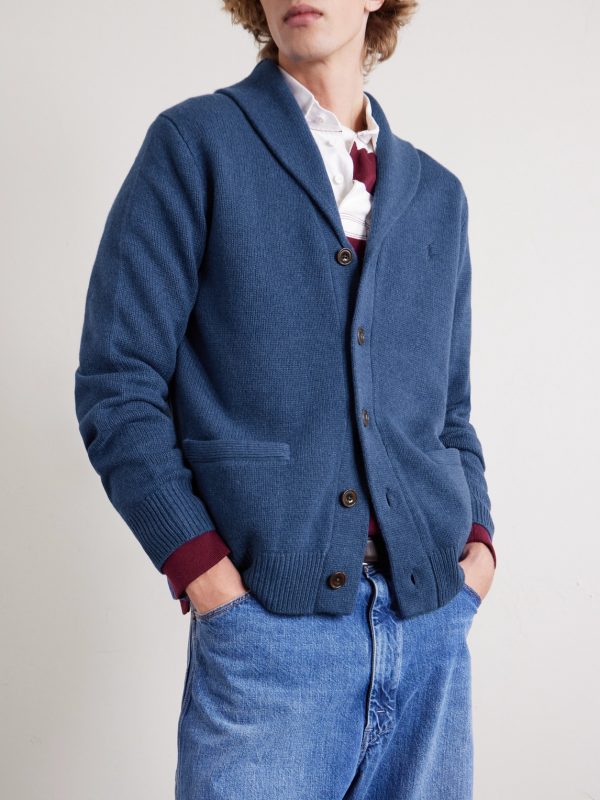 Shawl-Collar Wool and Cashmere-Blend Cardigan - FR