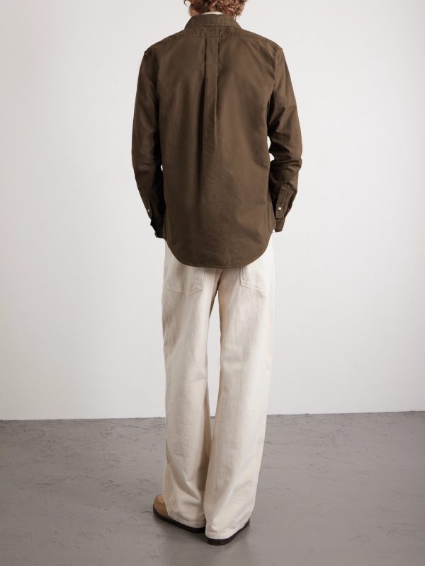 Button-Down Collar Logo-Embroidered Cotton Shirt - BK Button-Down Collar Logo-Embroidered Cotton Shirt - BK