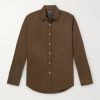 Button-Down Collar Logo-Embroidered Cotton Shirt Button-Down Collar Logo-Embroidered Cotton Shirt
